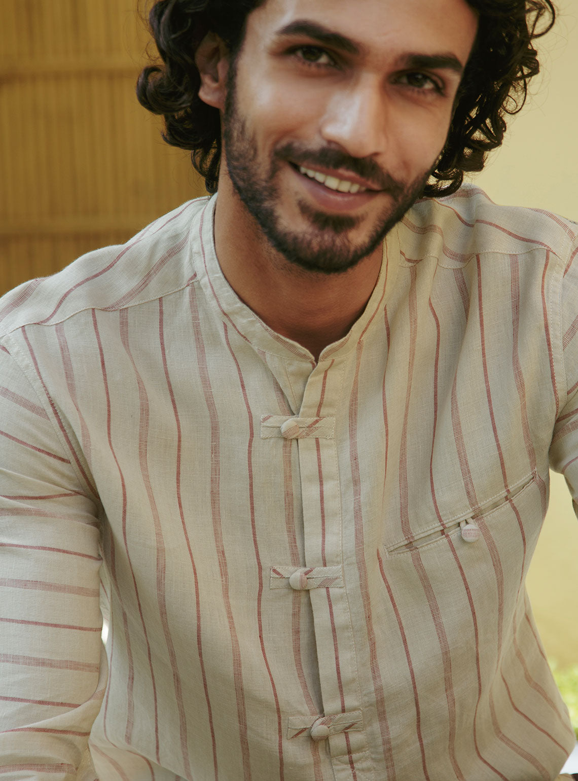 Coral Stripe Popover Shirt