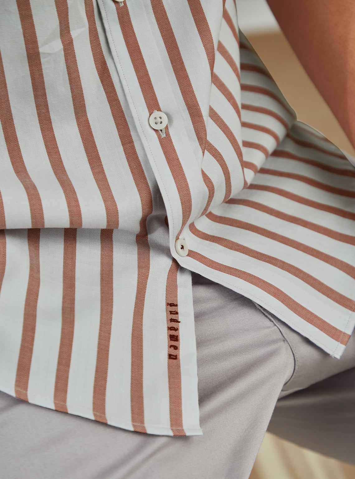 Rose Rust Stripe Half Shirt