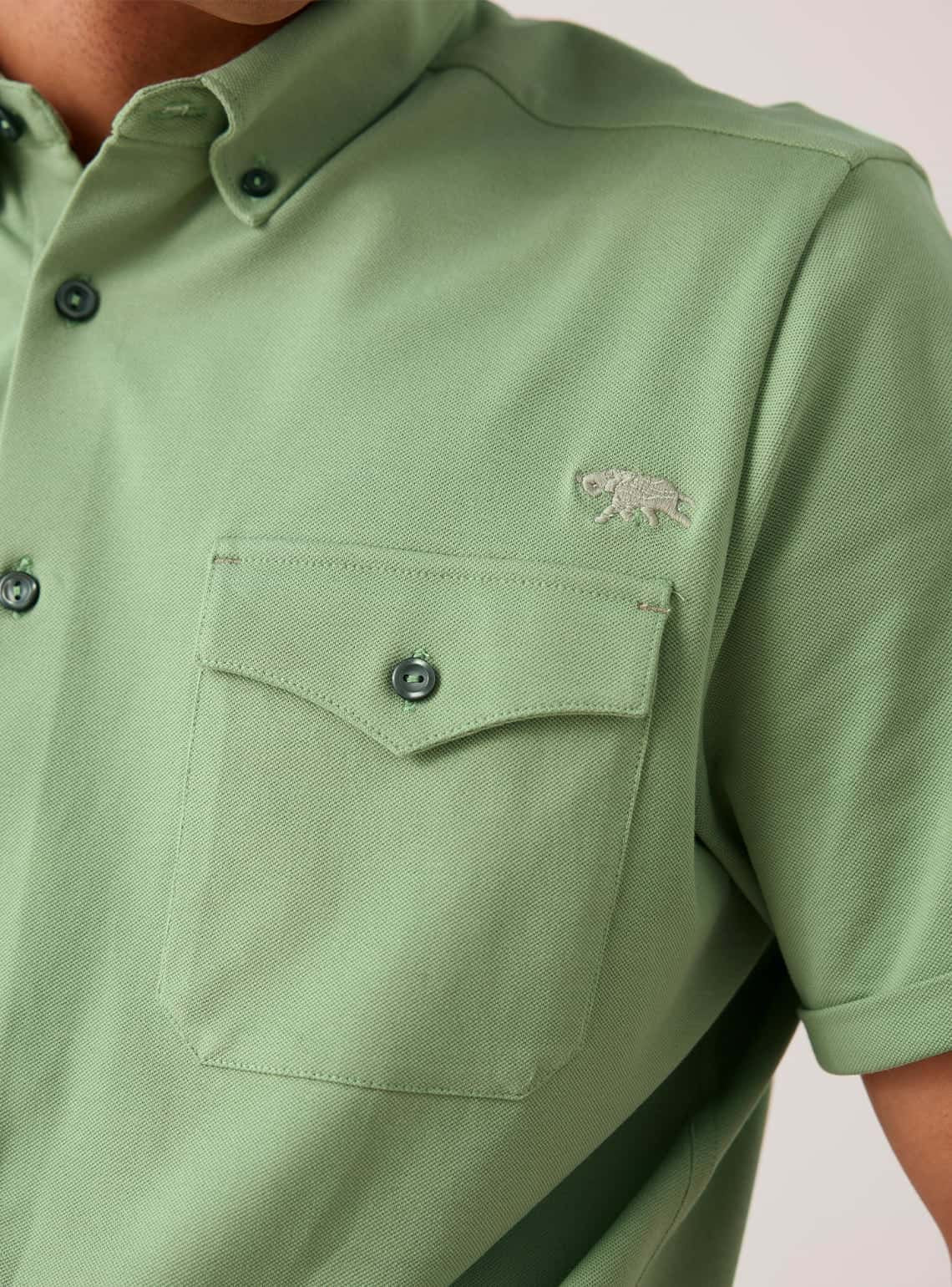 Buy Garden Knit Shirt, Semi casual Green Solids Shirts for Men Online