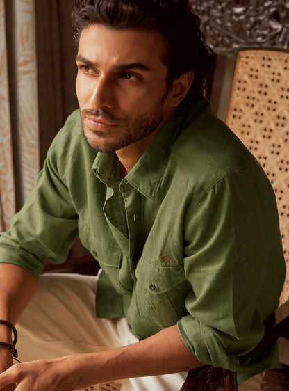 Moss Green Linen Shirt