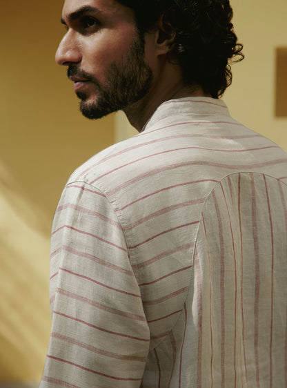 Coral Stripe Popover Shirt