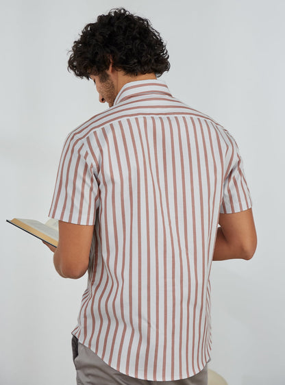 Rose Rust Stripe Half Shirt